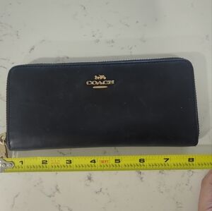Coach Midnight Black Leather Zip Wallet